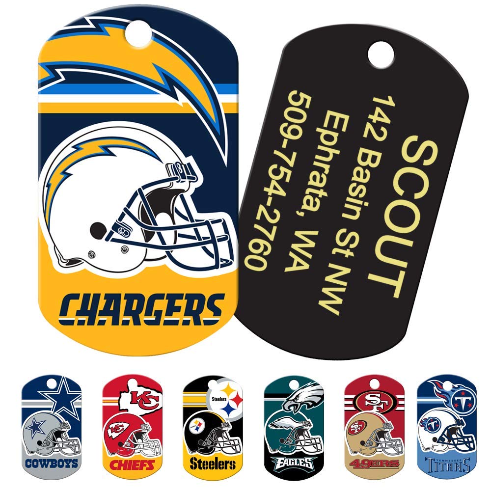 GoTags Personalized NFL Dog Tags, Custom Engraved Pet ID Tag, Oakland Raiders, Military Shape