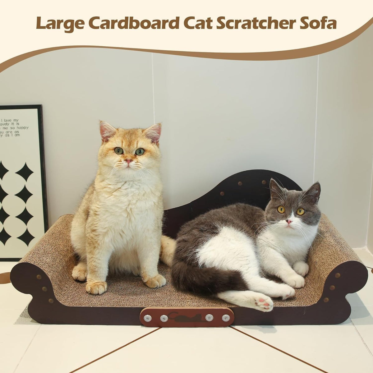 ComSaf Large Cat Scratcher Bed 26.7 in, Cardboard Cat Couch Scratch Pad