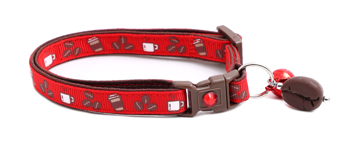 Coffee Cat Collar with Bell | Safety Breakaway Collar | Adjustable Large Size or Kitten (Small(10lbs & Less), Pink)