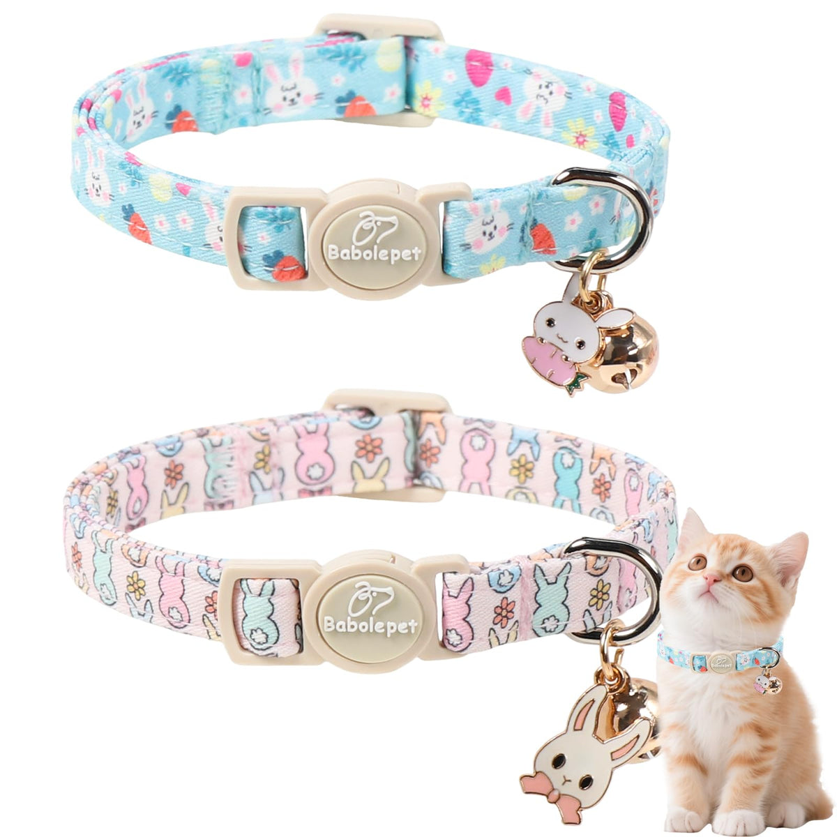 2 Pack Christmas Cat Collars - Breakaway Cat Collar with Bell, Christmas Tree and Reindeer Pendant, Winter Adjustable Kitten Collars for Girl Boy Cats, Pink Santa &Fair Isle