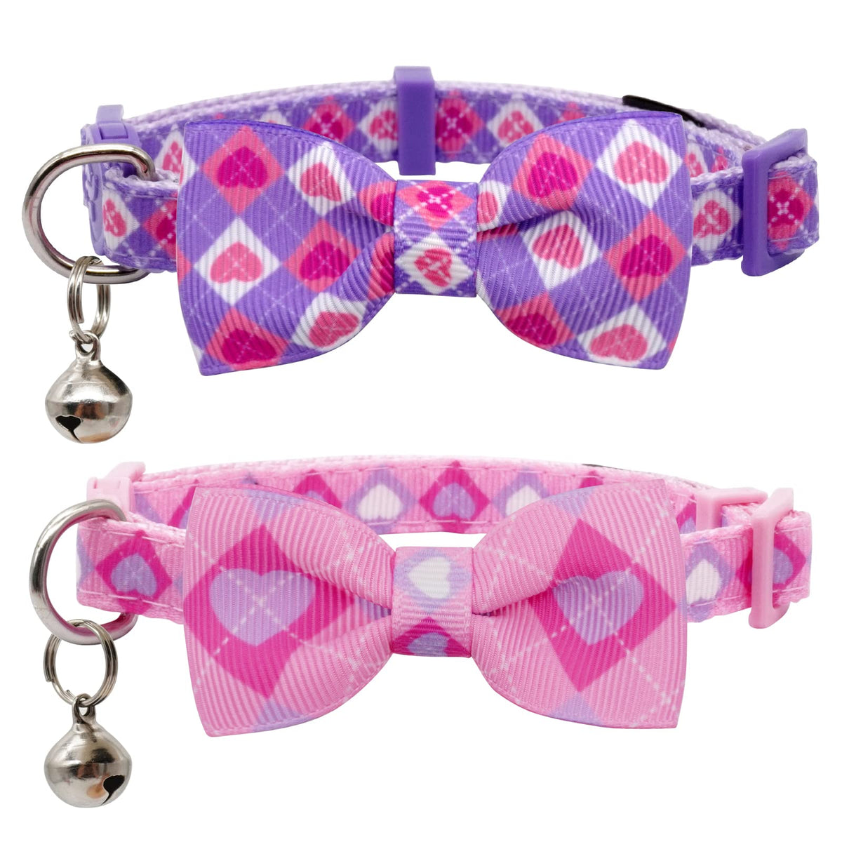 azuza 2 Pack Halloween Cat Collars with Bell, Pumpkin Spider Bowtie Design