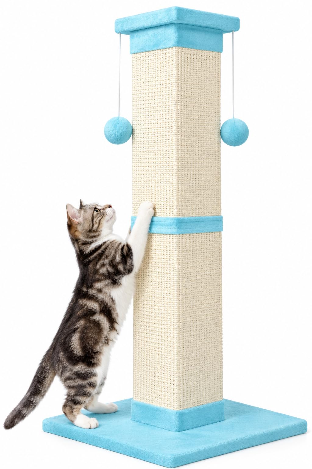 Cat Scratching Post 33 Inch Nature Sisal Scratch Post for Indoor Cats, Large Cat Scratcher Protect Your Furniture, for All Breeds Grey