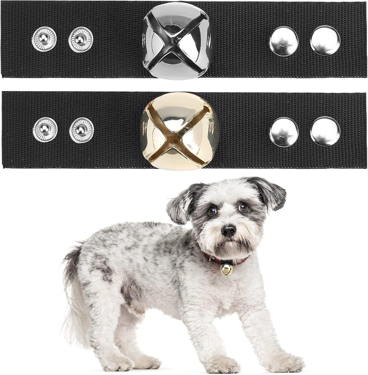 SCENEREAL Large Dog Collar Bell for Training, Hiking, Walking, Hunting, Pet Tracker, 2 Pack 1.5" Extra Loud Pet Bell for Save Wildlife and Birds (Bear Bell, Cow Bell) Gold | Silver