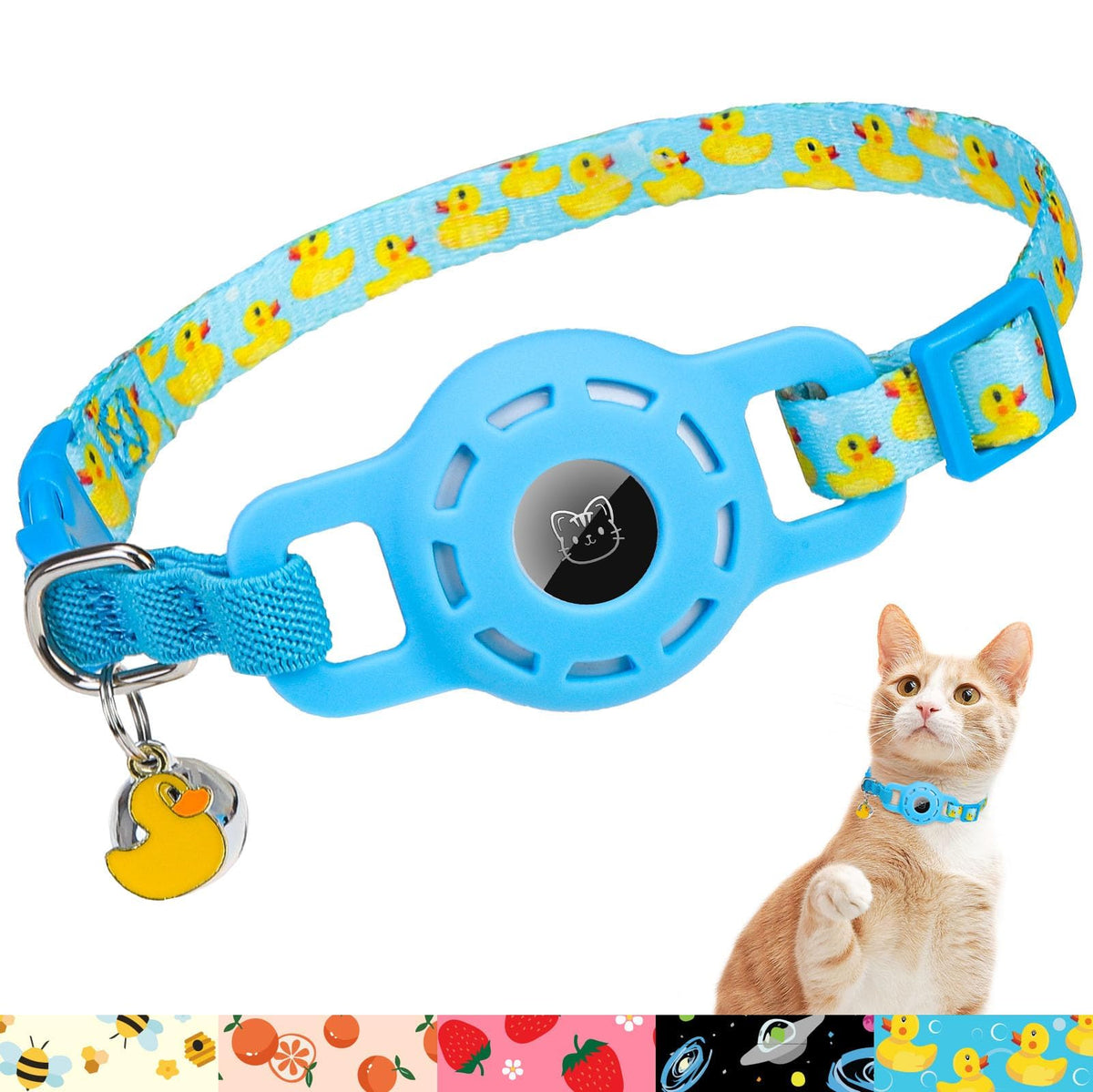 BINGPET AirTag Cat Collar Breakaway, Collar with Airtag Holder and Bell