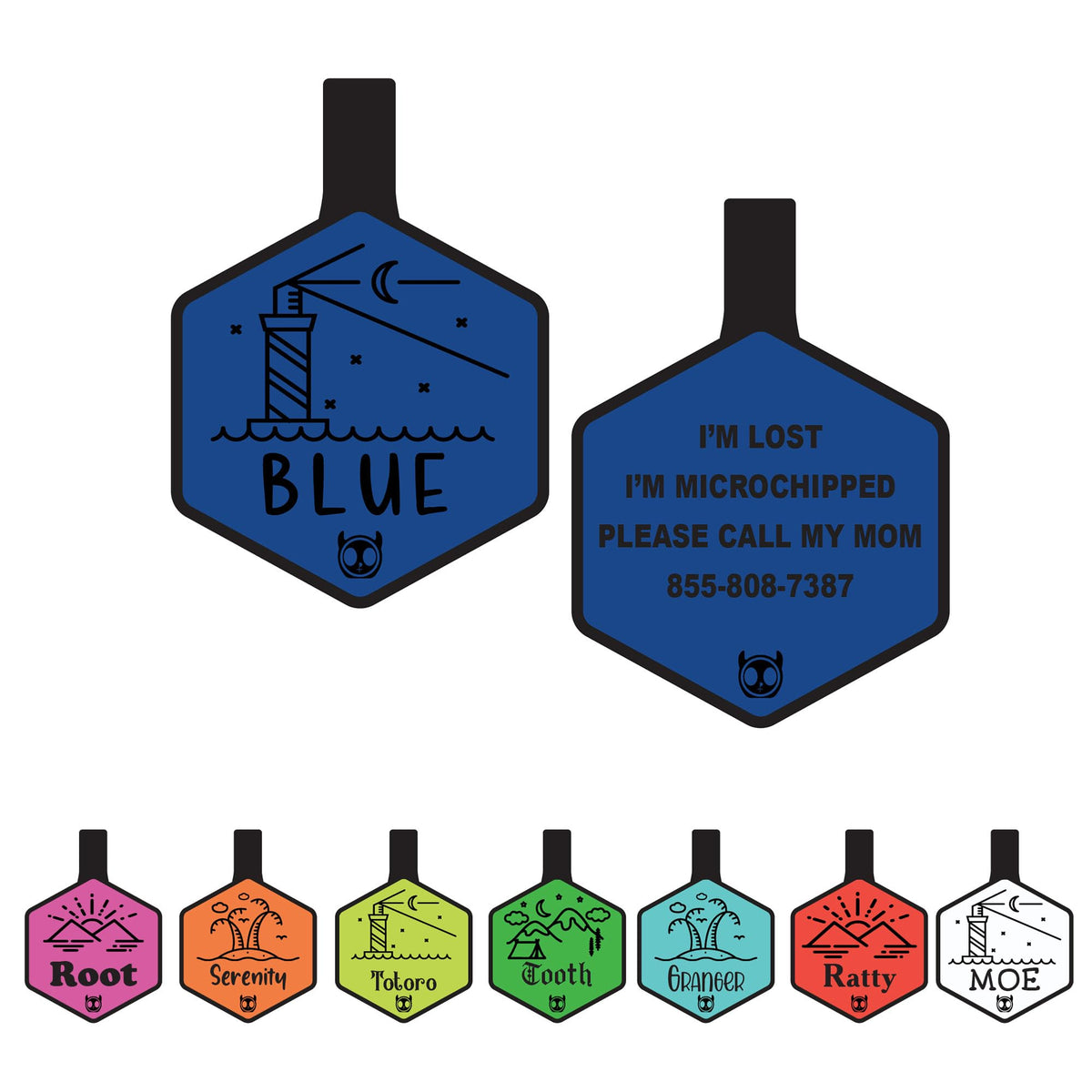 Silicone Silent Dog Tag Personalized with 5 Lines of Custom Deep Engraved Durable Soundless Pet ID Name Tag Hexagon Tiffany