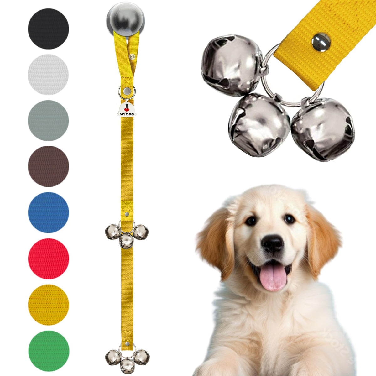 Caldwell's Pet Supply Co. Dog Potty Bells, Dog Door Bell, Bells To Go Outside, Potty Training Bell, Dogs Doorbell, Dogs Potty Doorbell, Ring To Go Pee, All Breed Puppy Training Tool - Black (Set of 2)