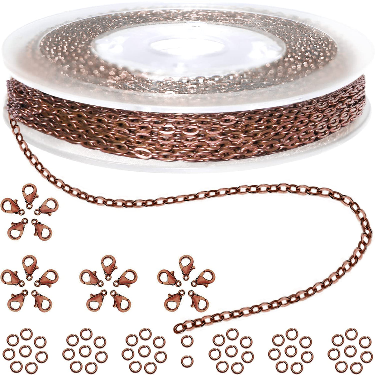 Jishi Steel Ball Chain Bead Dog Tag Chain Beaded Necklace Chains for Jewelry Making Bracelet Military Crafts, Silver Metal Pull Chain Small Ball Bead Chain Roll w/20 Connectors (Black, 33ft 2.4mm)