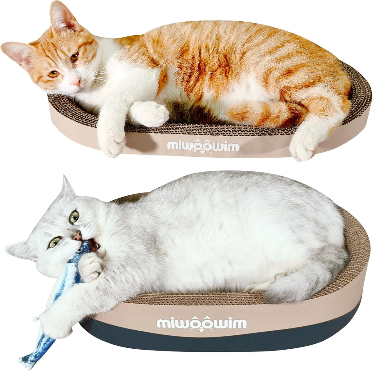 miwoowim 3-Piece Cat Scratcher Set, Oval Bowl Nest for Indoor Cats