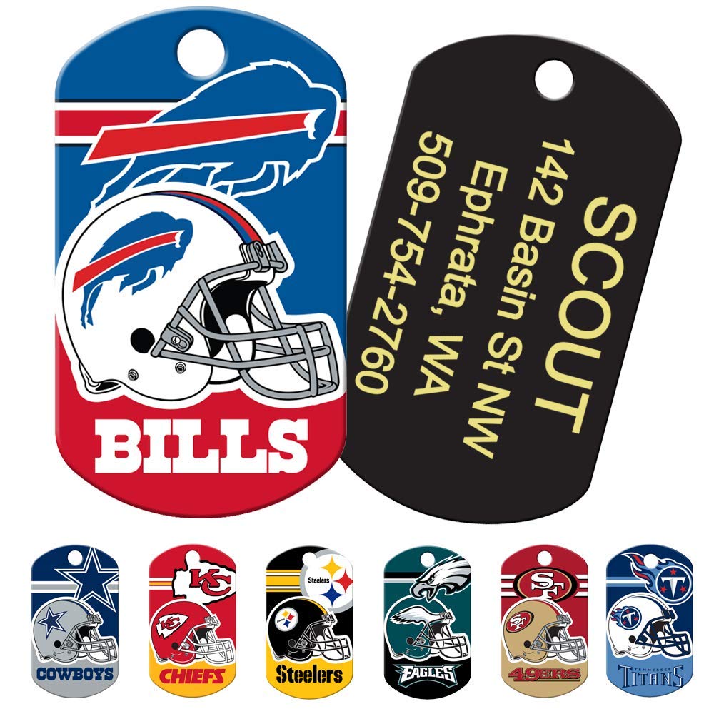 GoTags Personalized NFL Dog Tags, Custom Engraved Pet ID Tag, Oakland Raiders, Military Shape