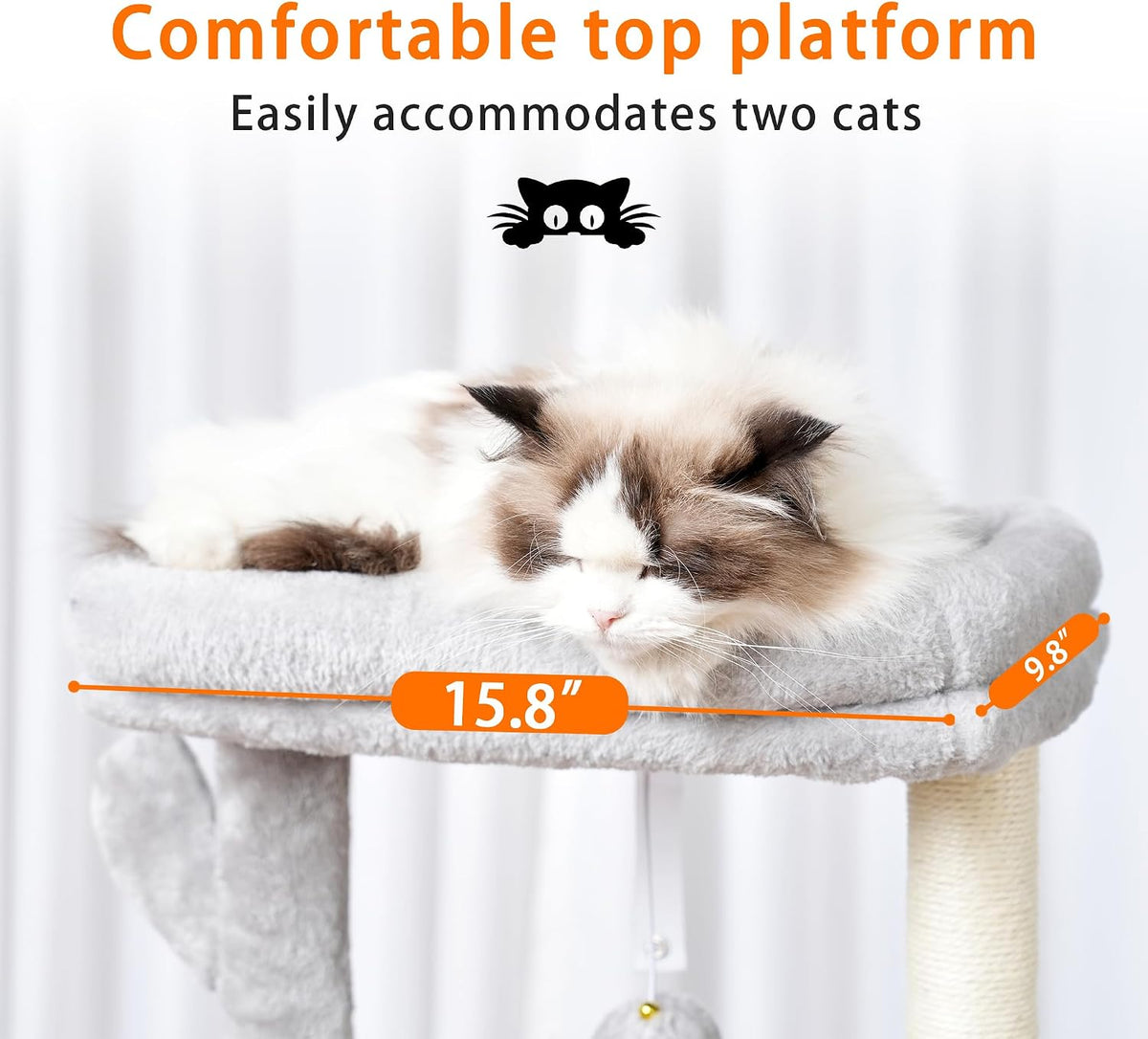 Heybly Cat Tree, 40" Tower with All-Sisal Wrapped Scratching Post HCT006SW