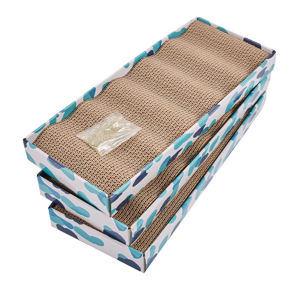 PEEKAB Cat Scratcher Cardboard Reversible Cat Scratch pad Kitty Corrugated Scratching Board Bed Catnip Included