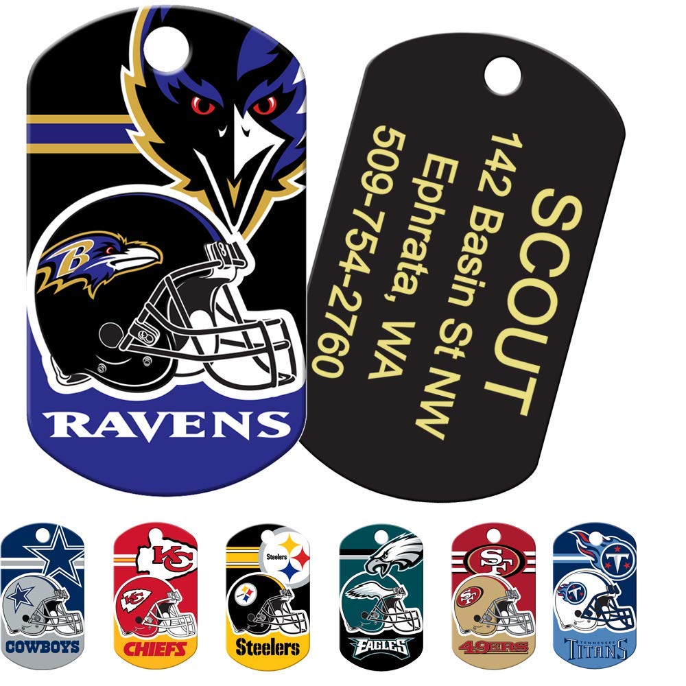 GoTags Personalized NFL Dog Tags, Custom Engraved Pet ID Tag, Oakland Raiders, Military Shape