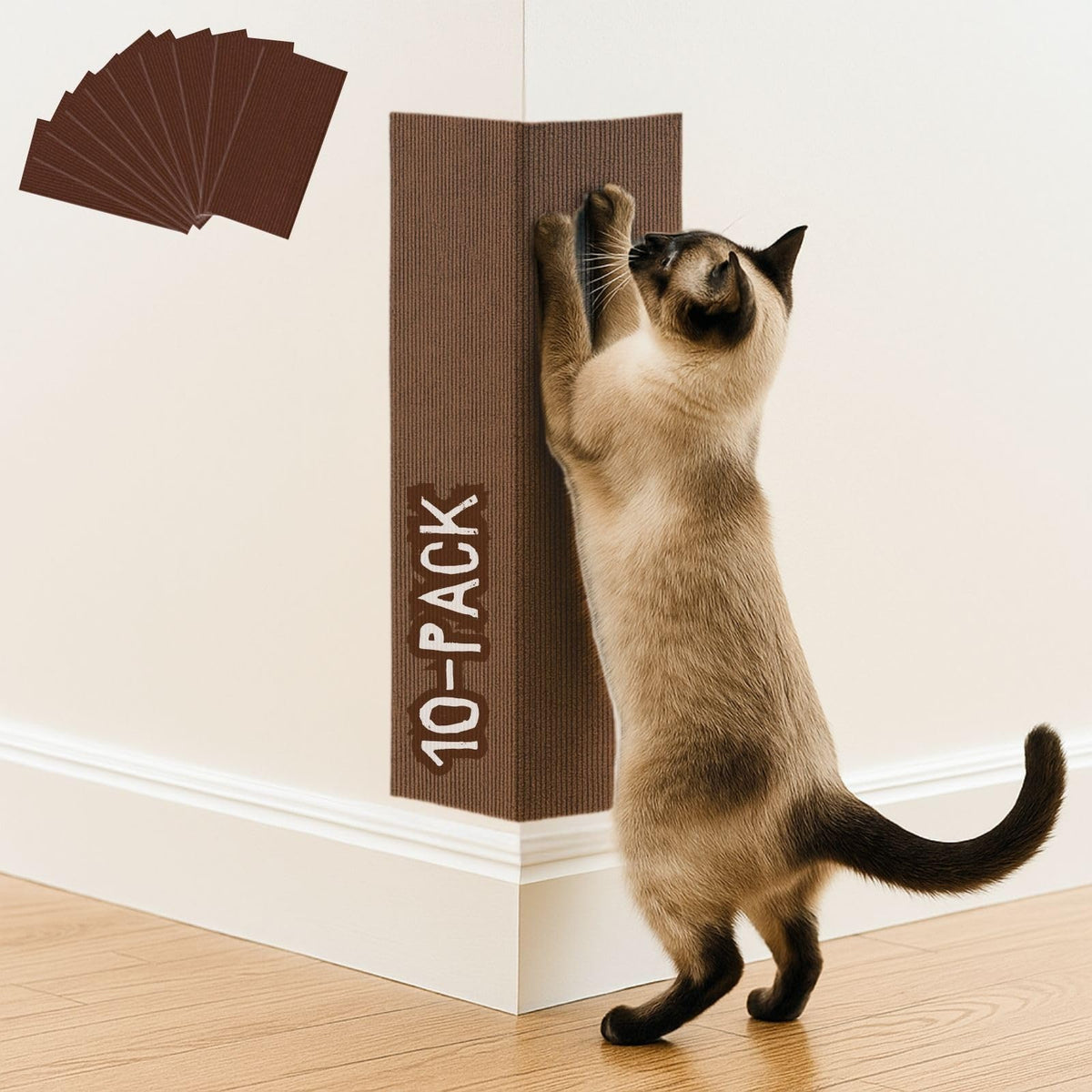 Cat Scratch Mat (3 Pack), 23.6’’ x 11.8’’ Cat Wall Corner Scratcher, Versatile Self-Adhesive Replacement Easy Use for Cat Trees Wall Furniture, Scratching Posts, and Couch Protection (Beige)