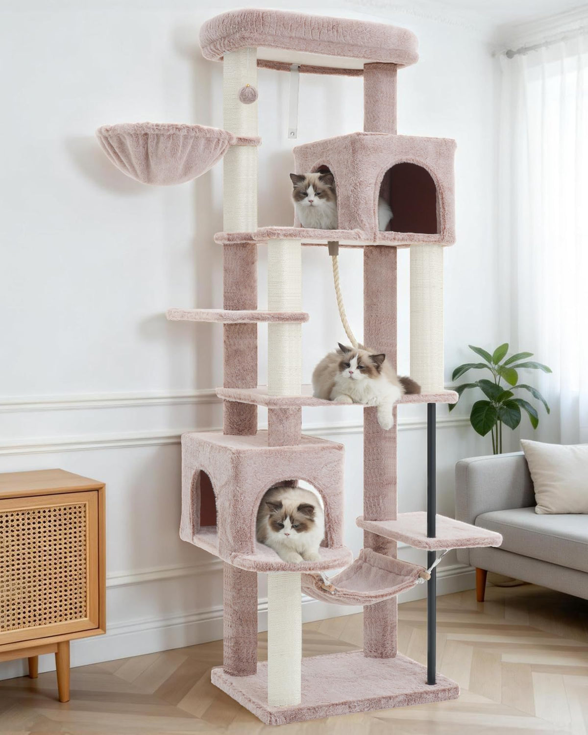 Gitelsnour Cat Tree, Cat Tower for Indoor Cats, 43.3 inch Cat Tree Tower with Sturdy Steel Tube, Hammock, Cat Condo for Small Cats and Kittens, Scratching Post, Smoky Gray GCT004SG