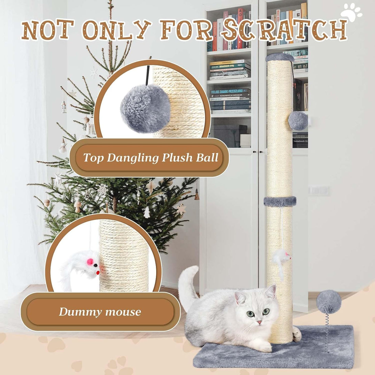ANWA 32" Tall Sisal Cat Scratching Posts Tree for Indoor Cats Adults, Gray