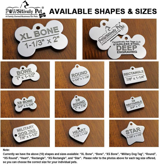 DEEP Engraved Custom Stainless Steel Pet ID Tags Bone