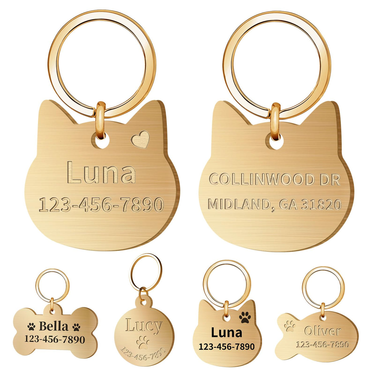 Personalized Brass Dog Tag, Custom Engraved Pet ID Tag Round
