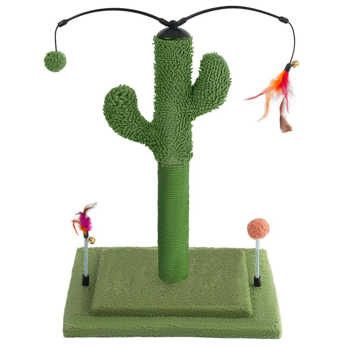 YUNIQUE Cat Scratching Post with Sisal Rope, Small Cat Tree with Dangling Balls & Feather for Kittens(Grey, 22.8'')