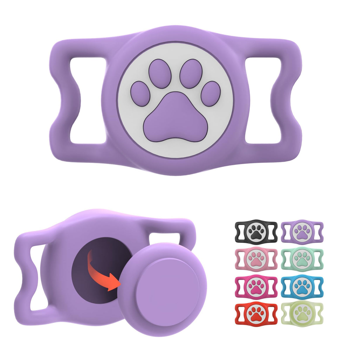 IP68 Waterproof for AirTag Dog Collar Holder, Silicone Dog Air tag Holder for Apple AirTag (Blue&Purple)