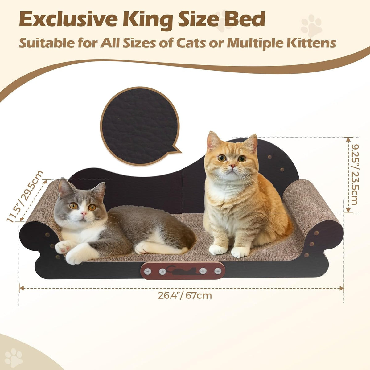 ComSaf Large Cat Scratcher Bed 26.7 in, Cardboard Cat Couch Scratch Pad