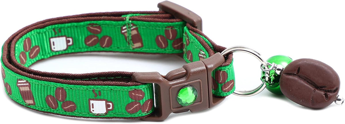 Coffee Cat Collar with Bell | Safety Breakaway Collar | Adjustable Large Size or Kitten (Small(10lbs & Less), Pink)