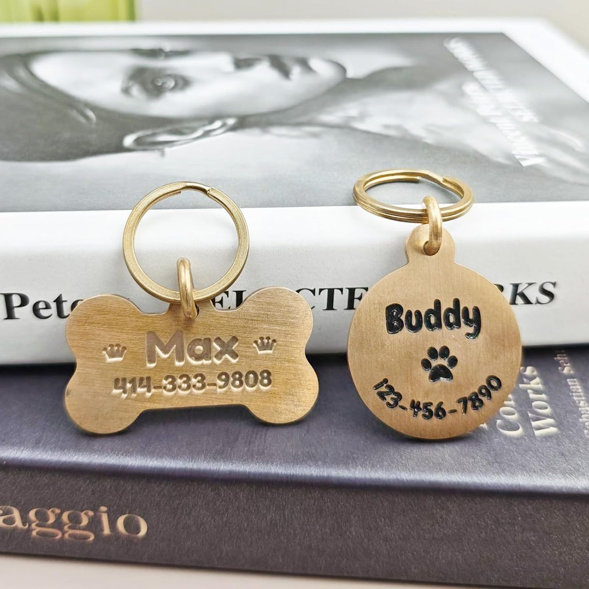 Personalized Brass Dog Tag, Custom Engraved Pet ID Tag Round