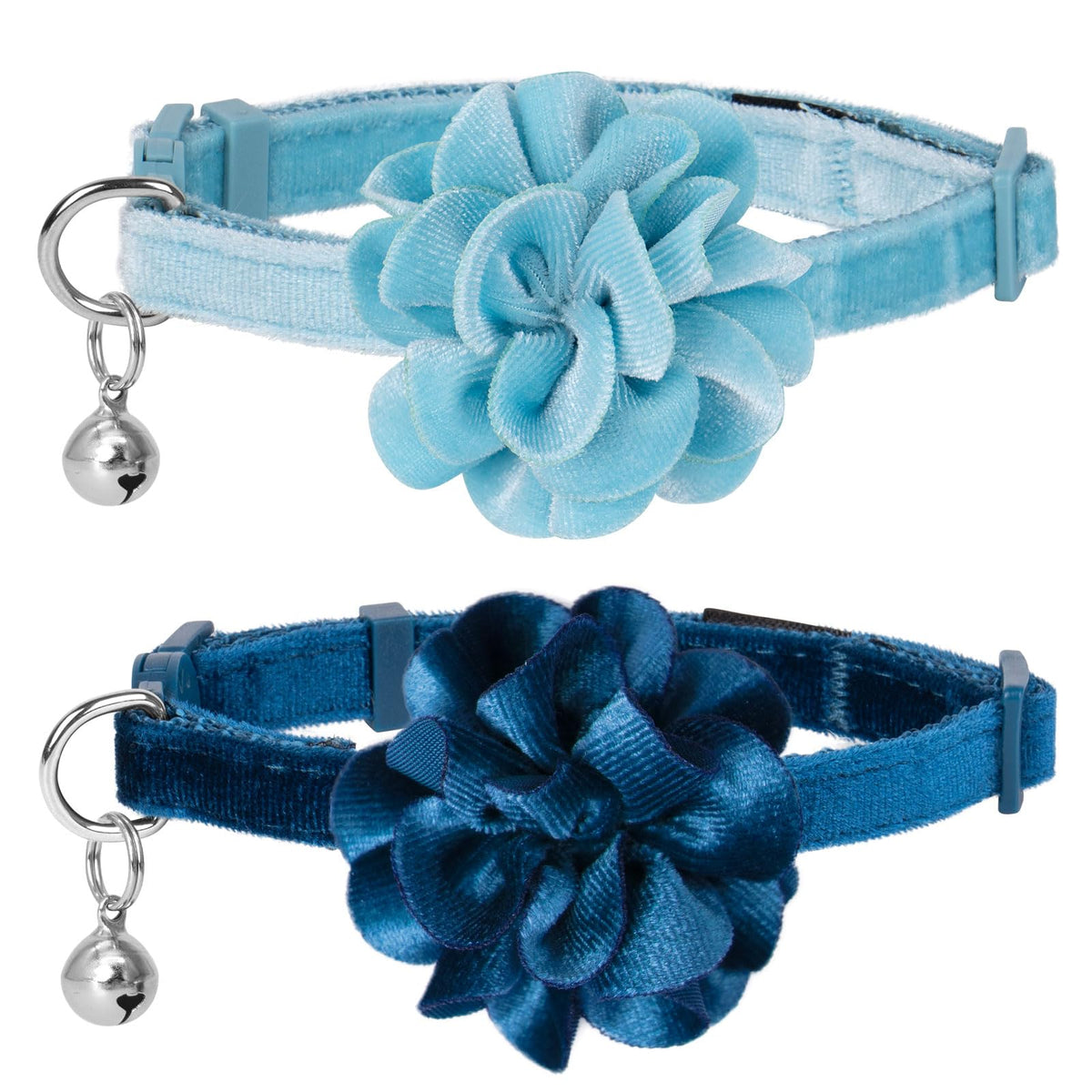azuza 2 Pack Breakaway Cat Collars with Bell, Velvet Floral Red Cat Collar