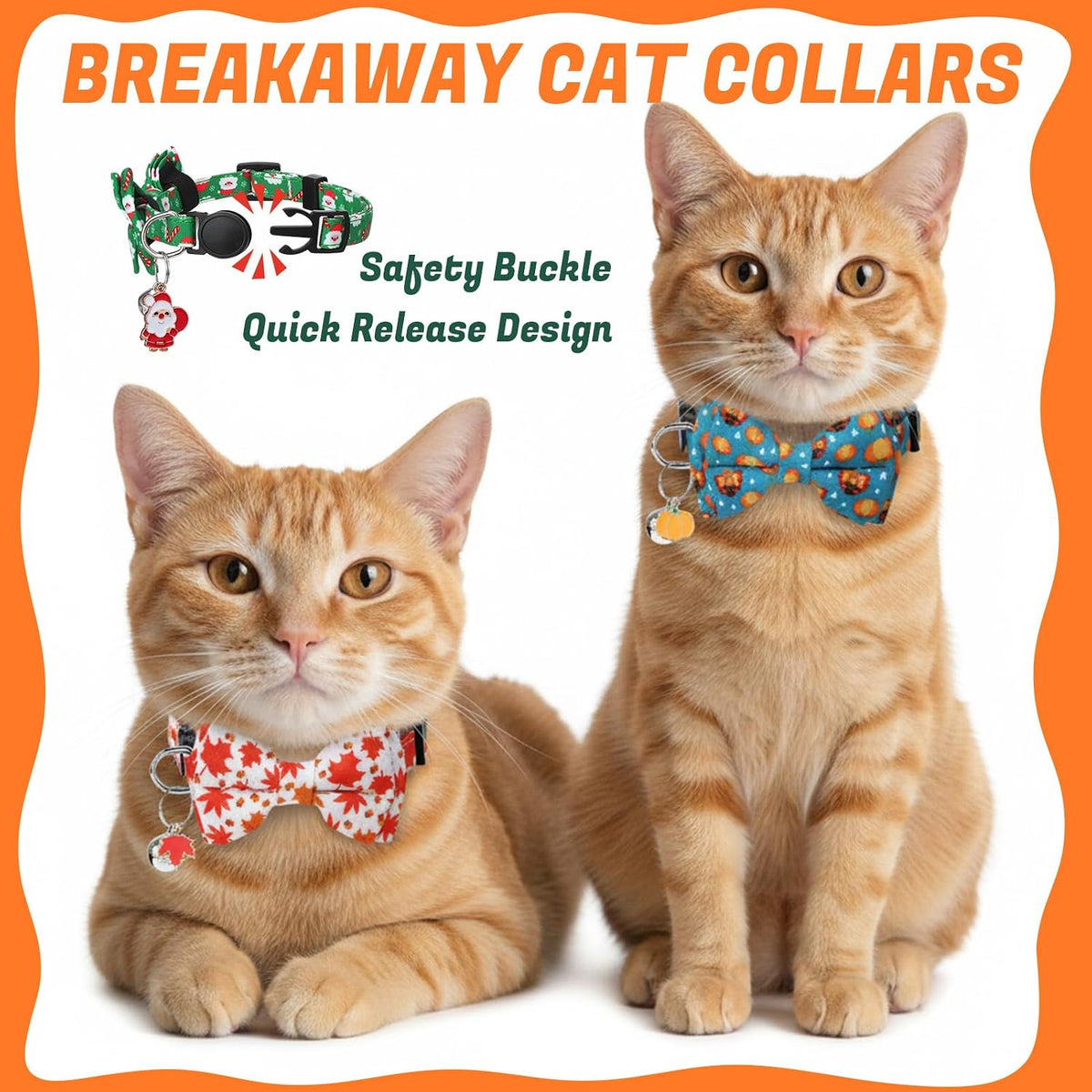 18 Pcs Holiday Cat Collars Breakaway Halloween Cat Collars with Bowtie