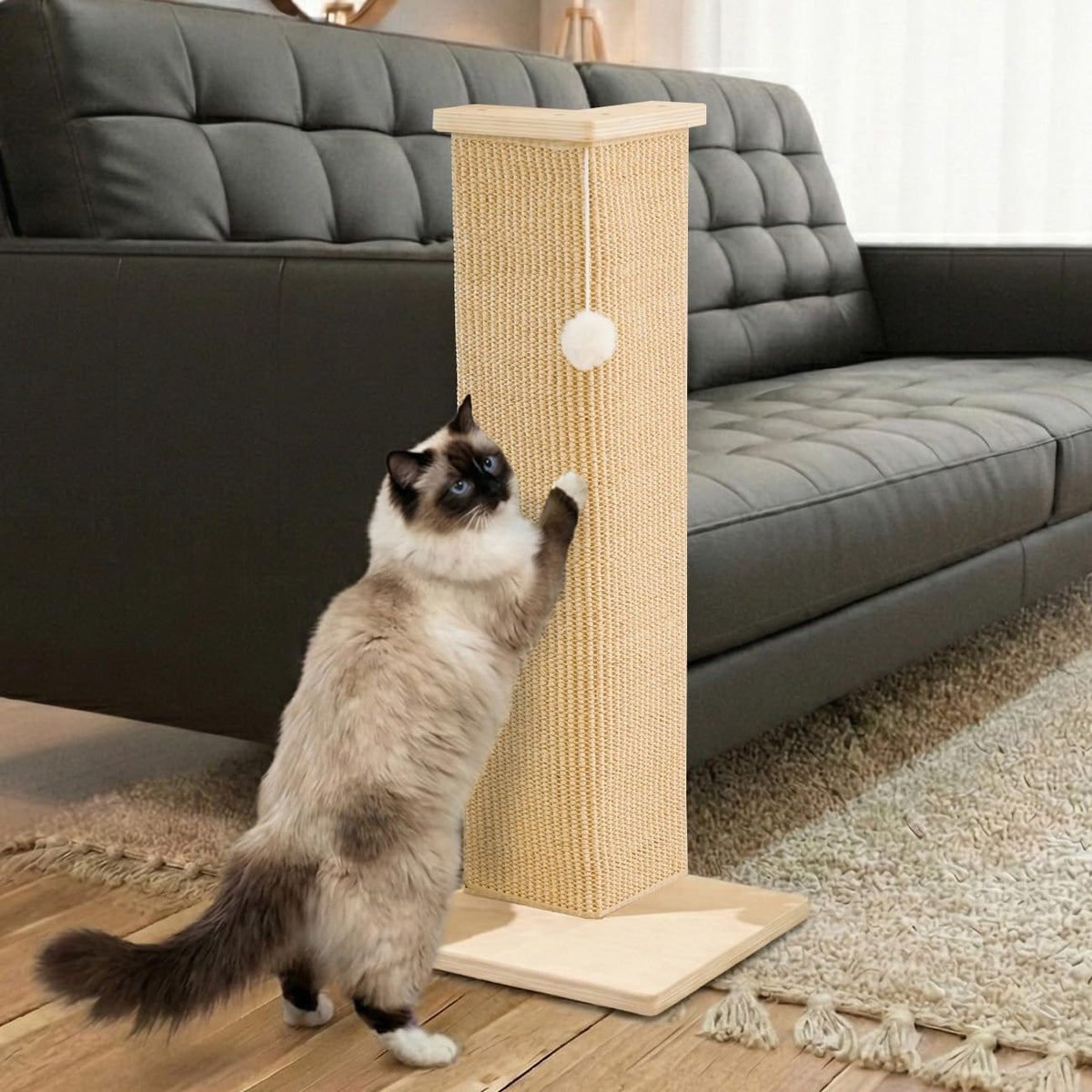 PETKARAY Cat Scratcher, Cat Sisal Scratching Ramp, L Shape Cat Scratch Pad for Indoor Cats, Wall Furniture Protector Large