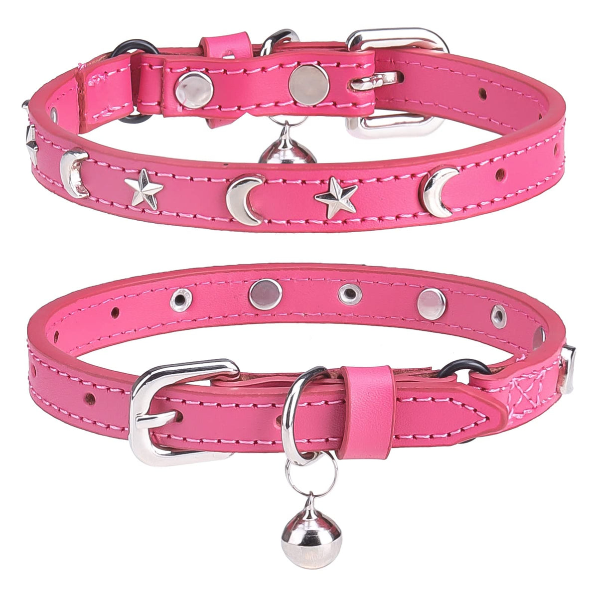 Leather Cat Collar, Breakaway Kitten Collars with Bell, Golden
