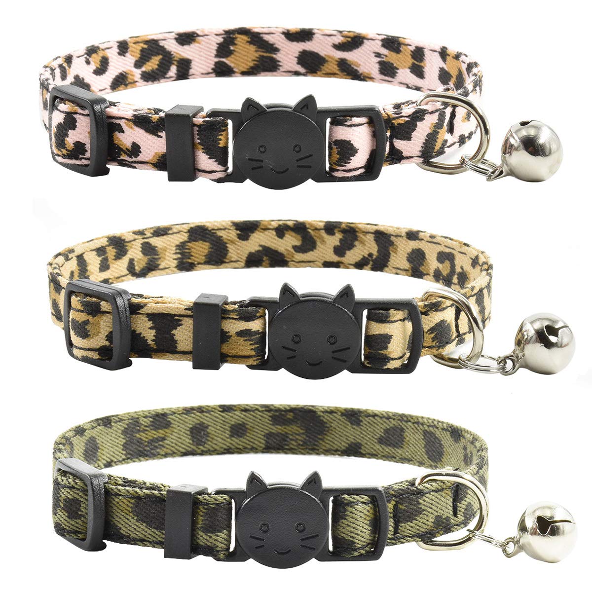 Breakaway Cat Collars with Bell, Set of 3, Durable & Safe Cute Kitten Collars Safety Adjustable Kitty Collar for Cat Puppy 7.5-11in (Plaid-2)