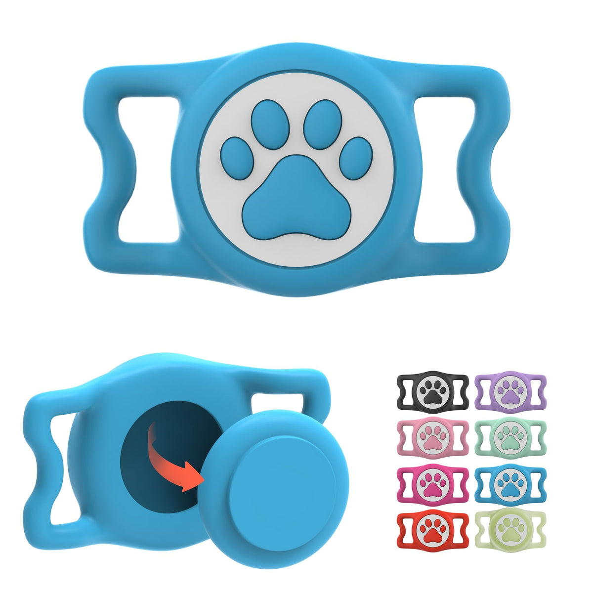 IP68 Waterproof for AirTag Dog Collar Holder, Silicone Dog Air tag Holder for Apple AirTag (Blue&Purple)