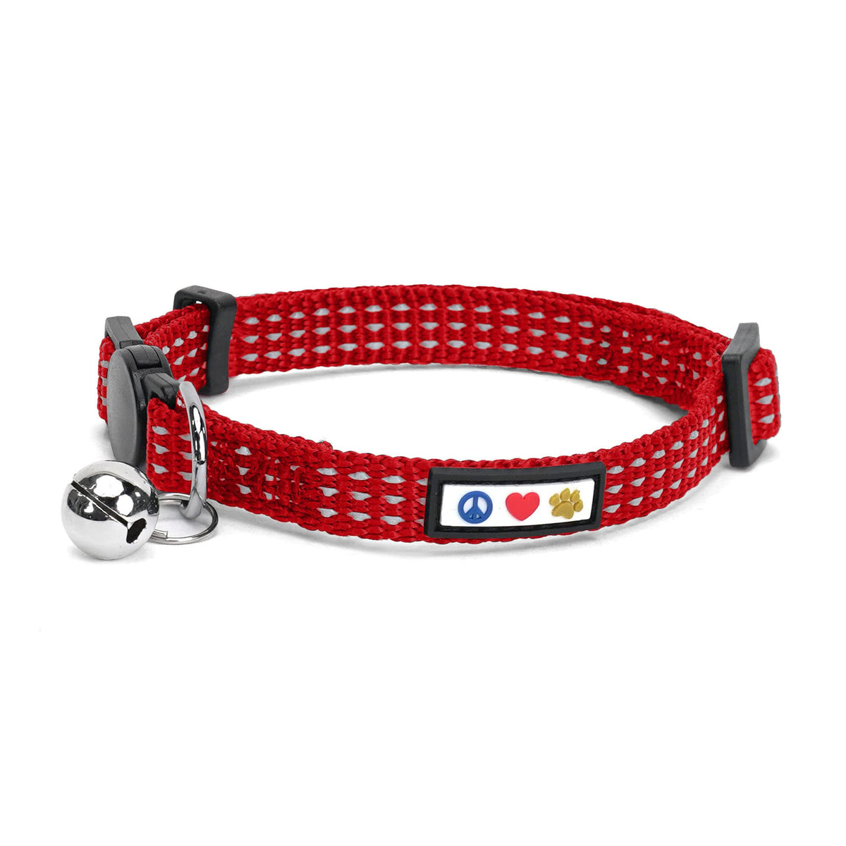 Pawtitas Reflective Red Cat Collar with Safety Buckle and Removable Bell for Kitten and Cats