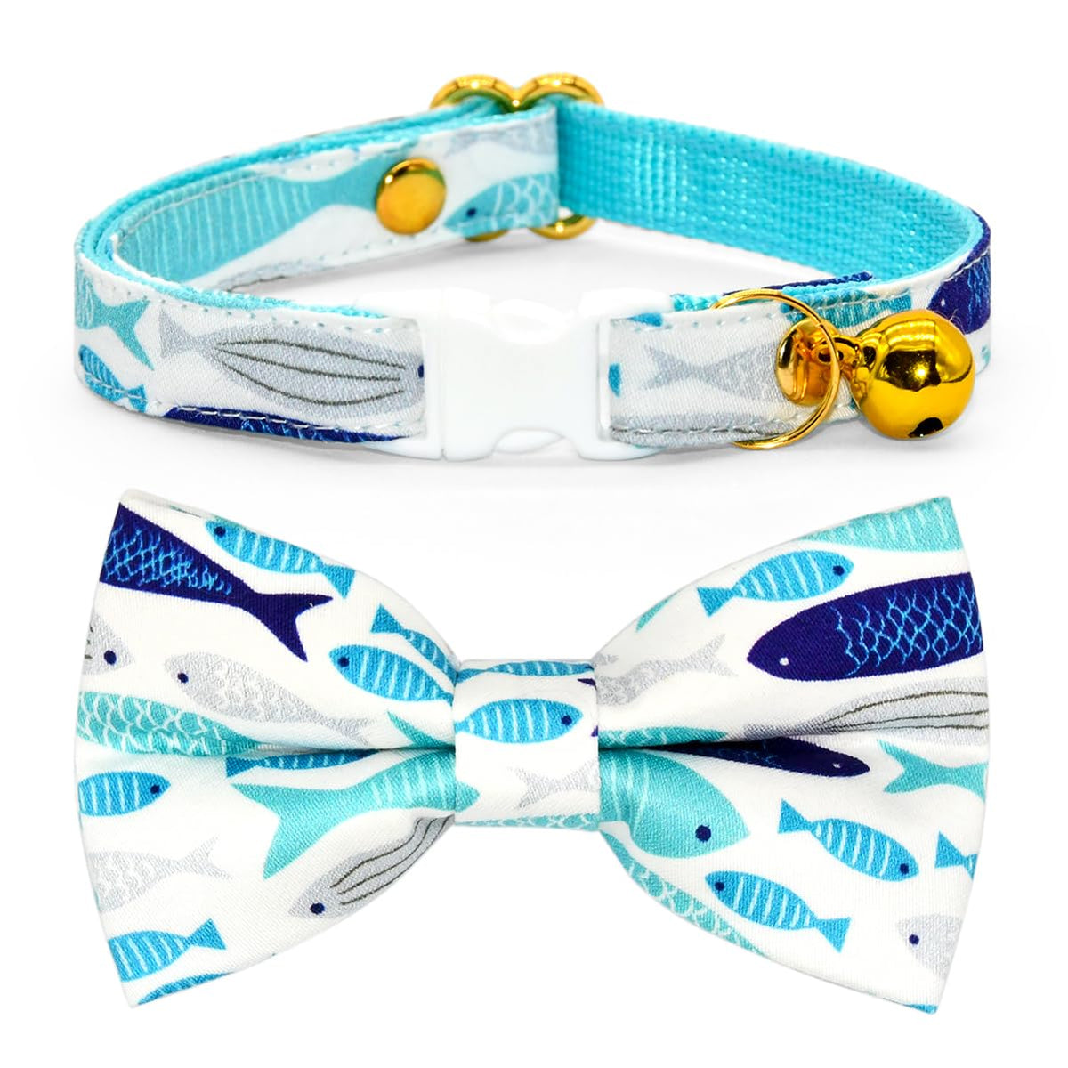 Cheese Cat Bow Tie Collar, Blue & Yellow Cheese Pattern, Wedding/Birthday/Festivals Cat Collar, Quick Release Safety Breakaway Collar