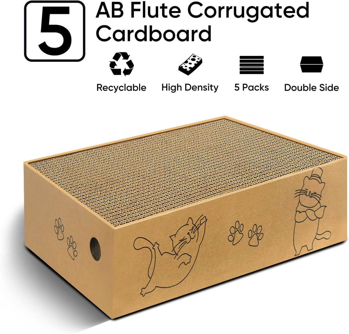 Cat Scratcher, 5 Packs in 1 Cardboard Box Cat Scratching Pad, Large