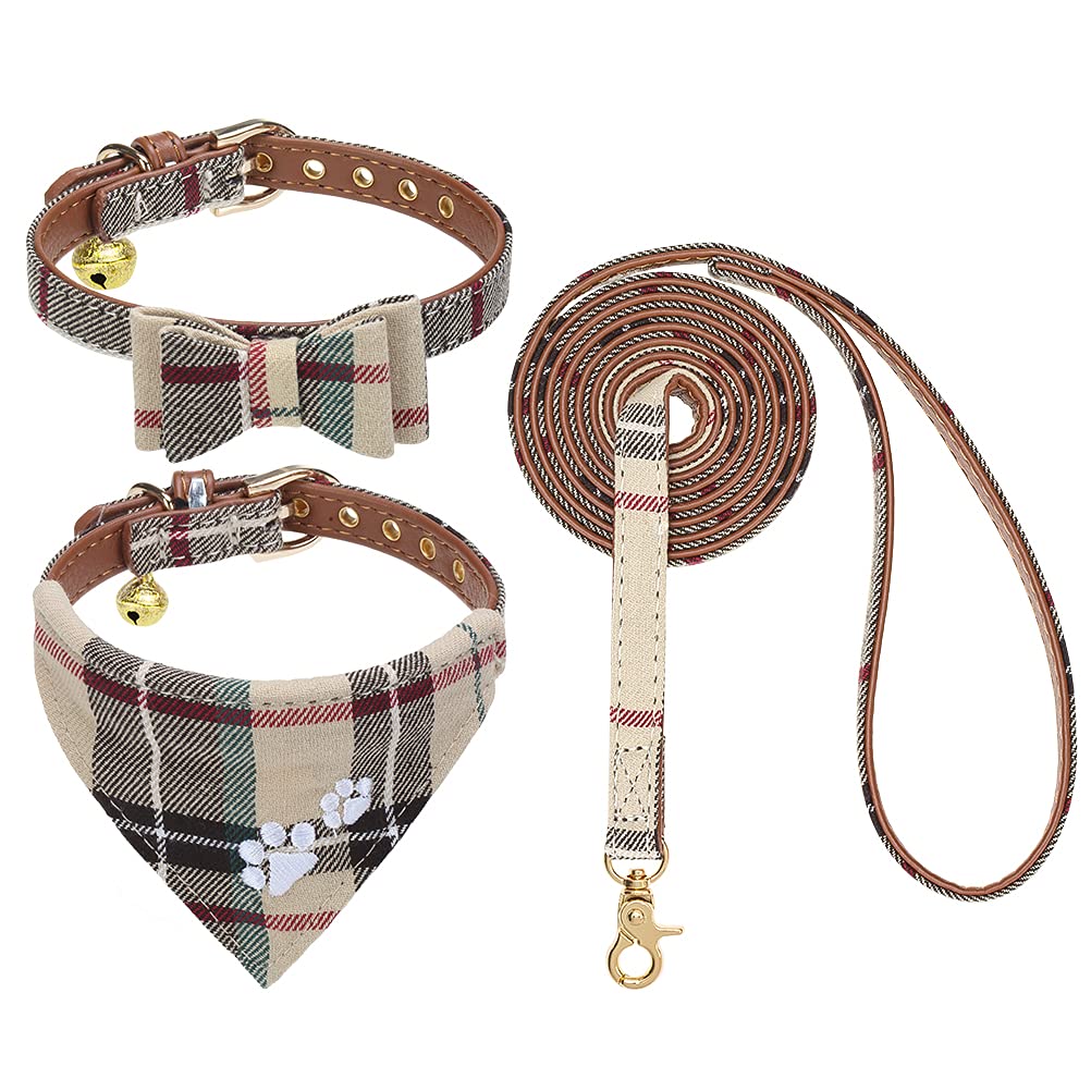 EXPAWLORER Dog Collar and Lead Set Embroidery Pawprint, Blue XS