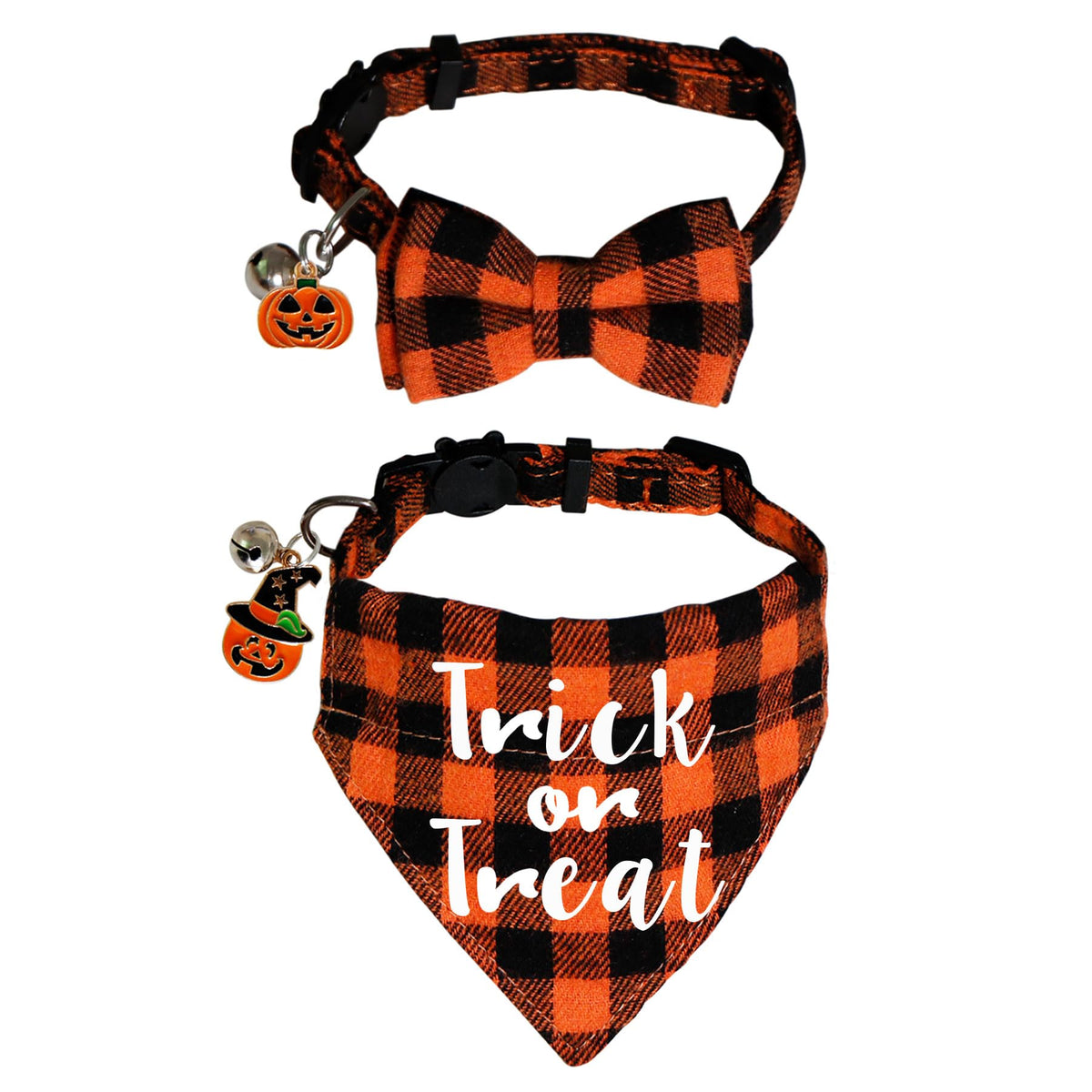 STMK 3 Pack Holiday Cat Bandana Collars with Bell, Breakaway Halloween Thanksgiving Christmas Cat Kitten Collars with Bell Remove Bandana Pumpkin Maple Leaf Santa for Holiday Cats Kittens Costumes
