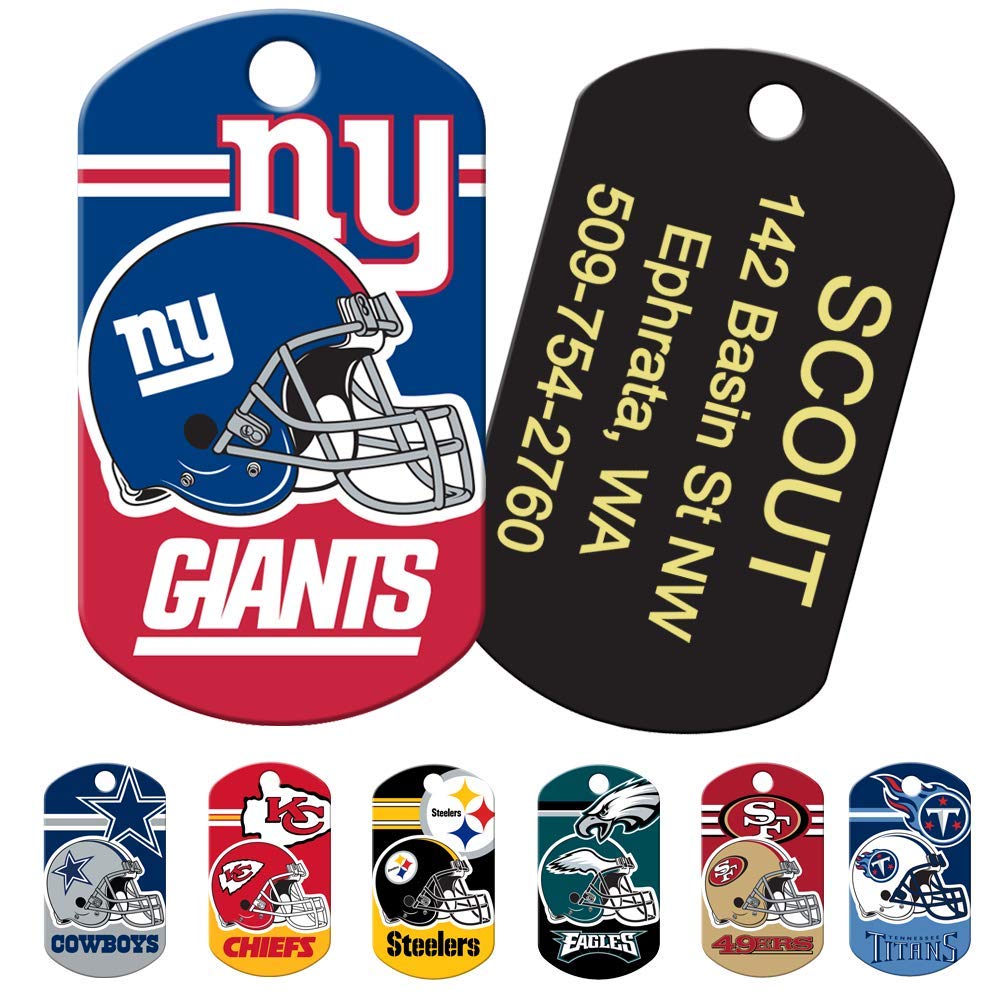 GoTags Personalized NFL Dog Tags, Custom Engraved Pet ID Tag, Oakland Raiders, Military Shape