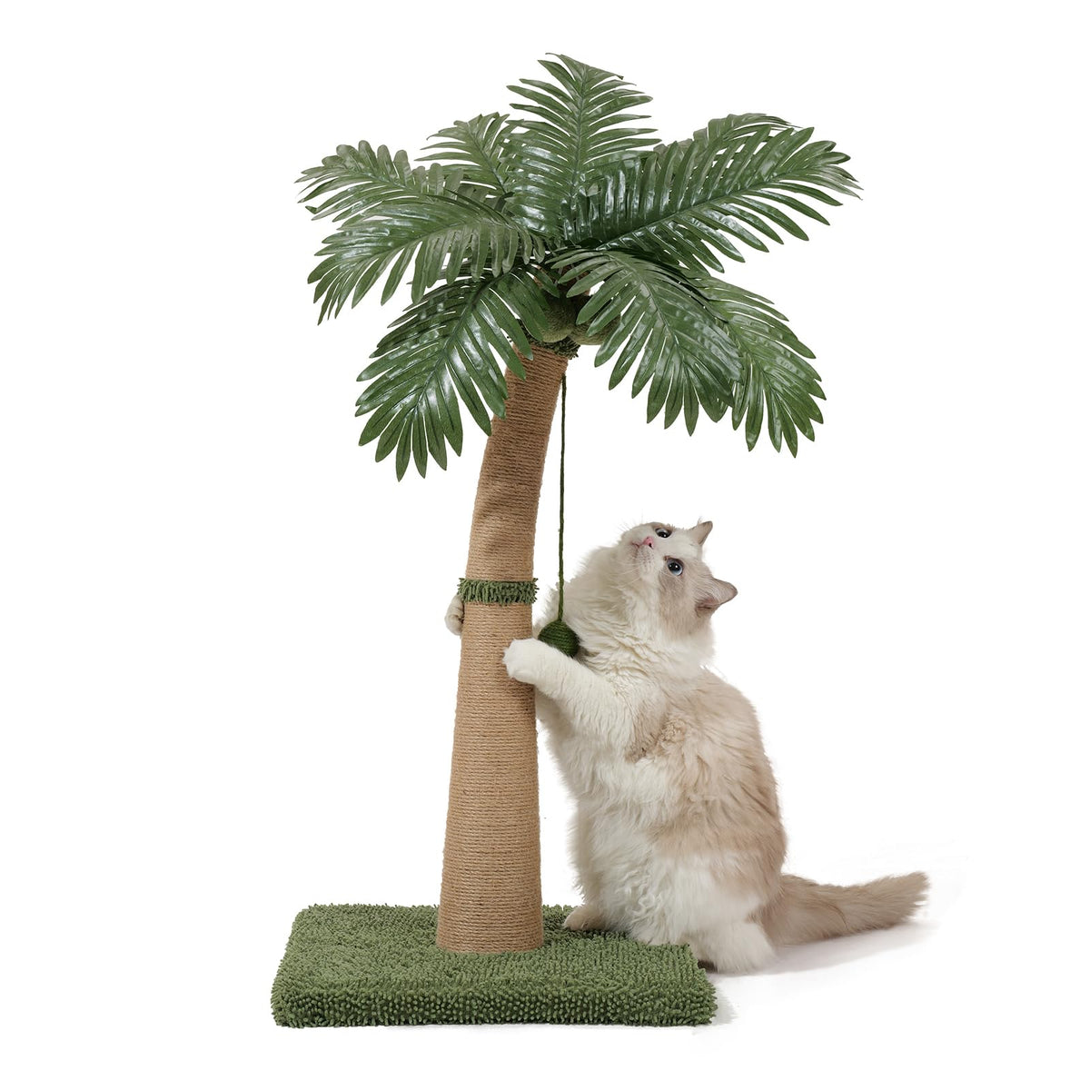 40'' Tall Cat Scratching Post Cat Tree, Curved Design Cat Scratcher Post with 3 Interactive Balls, Natural Sisal Rope Cat Scratching Posts for Indoor Cats Adults Kittens, Multi-Combinable (Style A)
