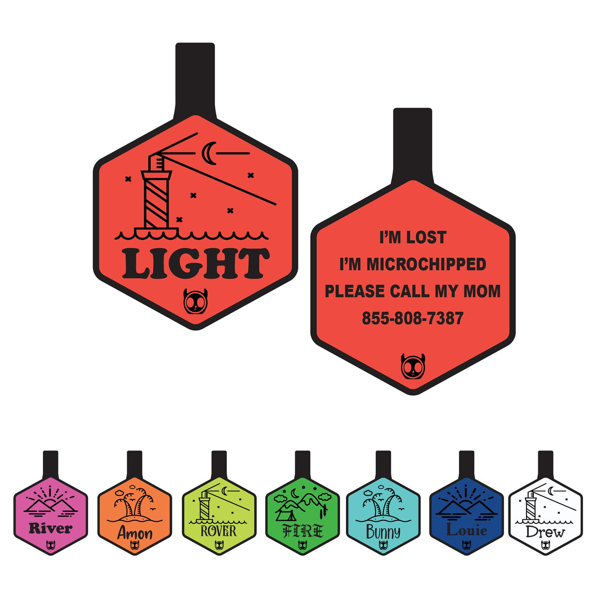 Silicone Silent Dog Tag Personalized with 5 Lines of Custom Deep Engraved Durable Soundless Pet ID Name Tag Hexagon Tiffany