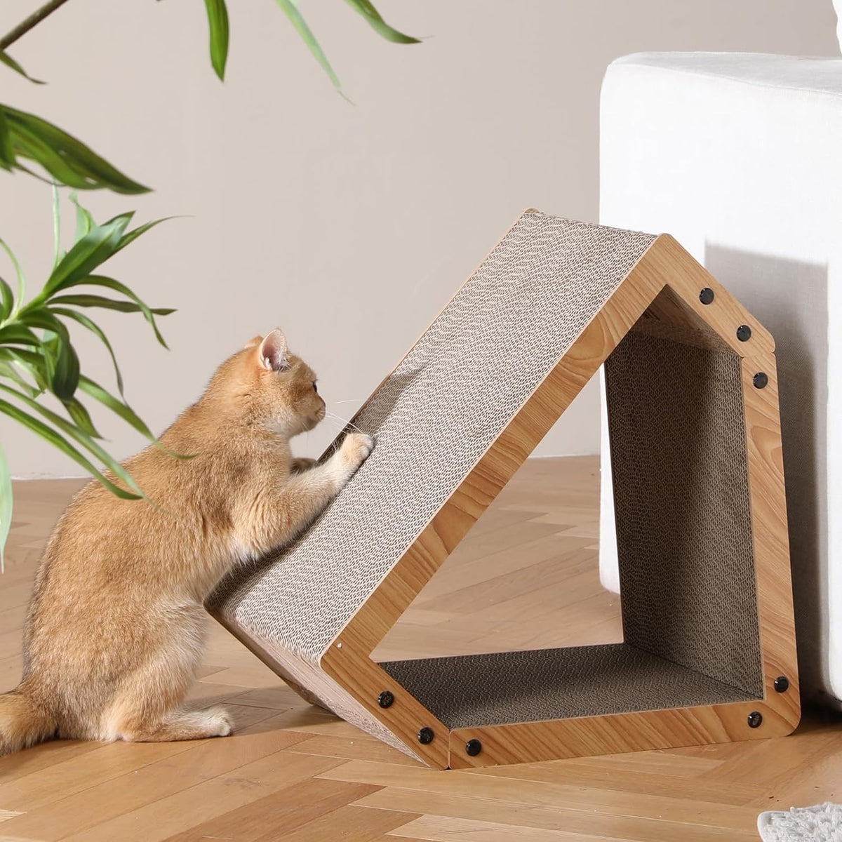 FUKUMARU Cat Scratcher House, Cozy Cardboard Cat Bed Design Scratching Pad