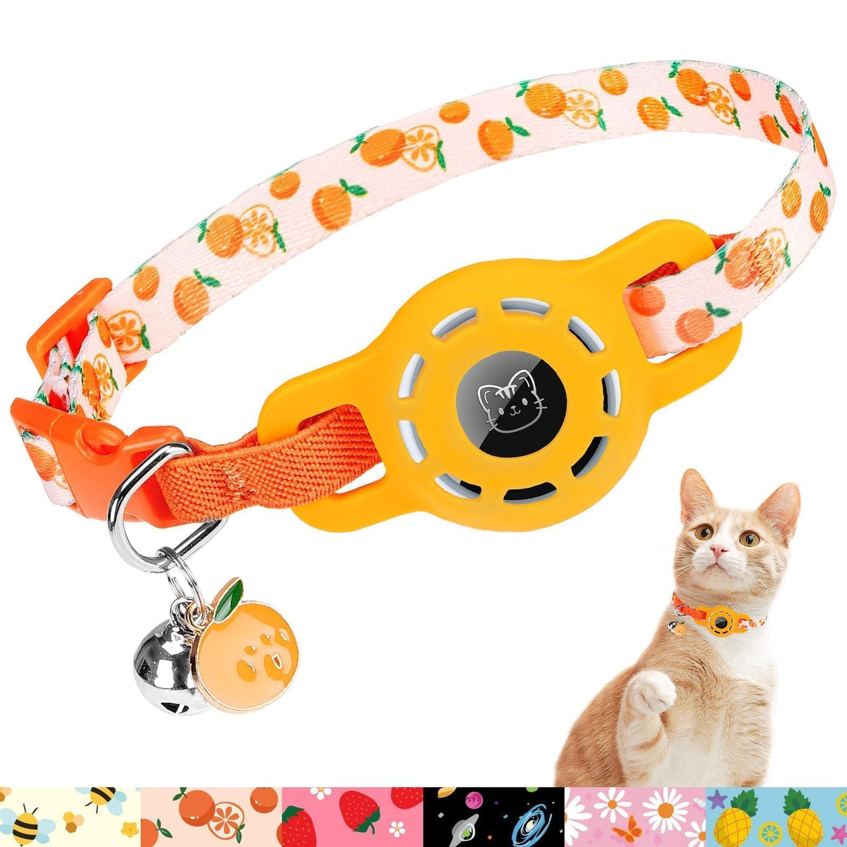BINGPET AirTag Cat Collar Breakaway, Collar with Airtag Holder and Bell