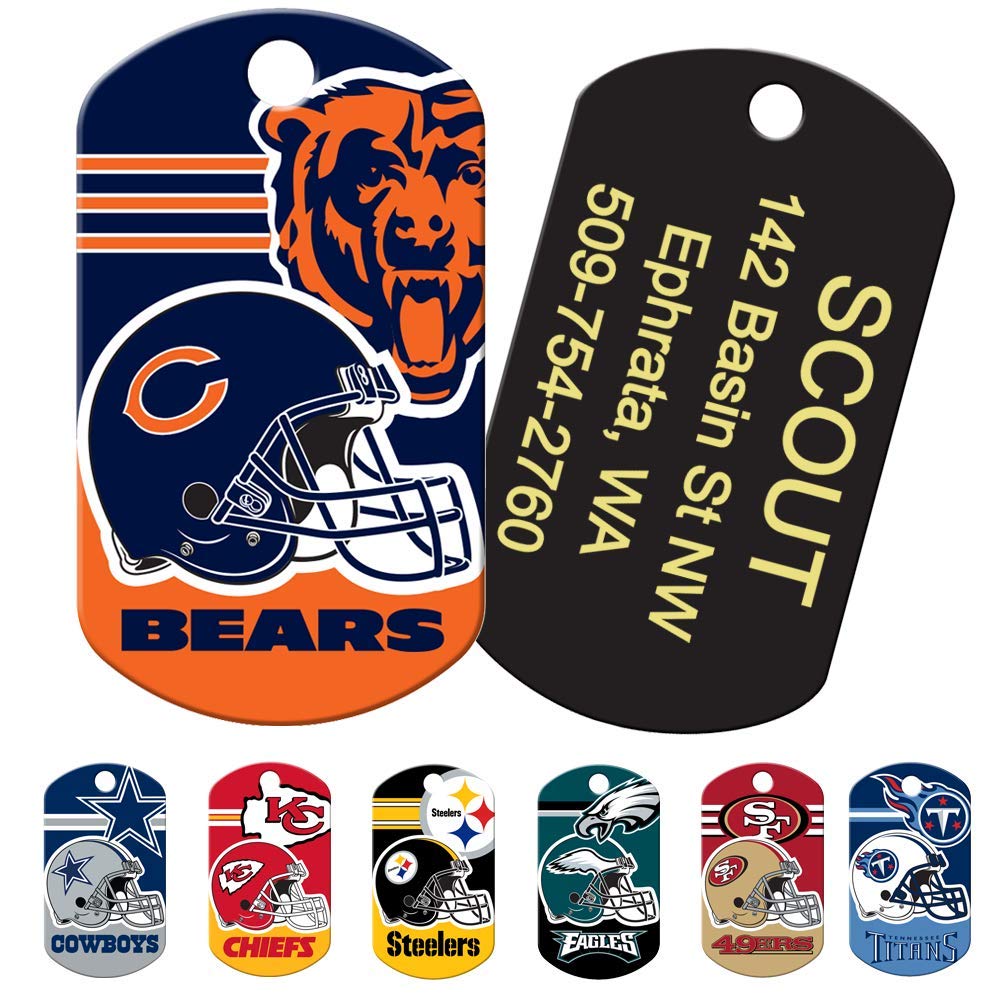 GoTags Personalized NFL Dog Tags, Custom Engraved Pet ID Tag, Oakland Raiders, Military Shape
