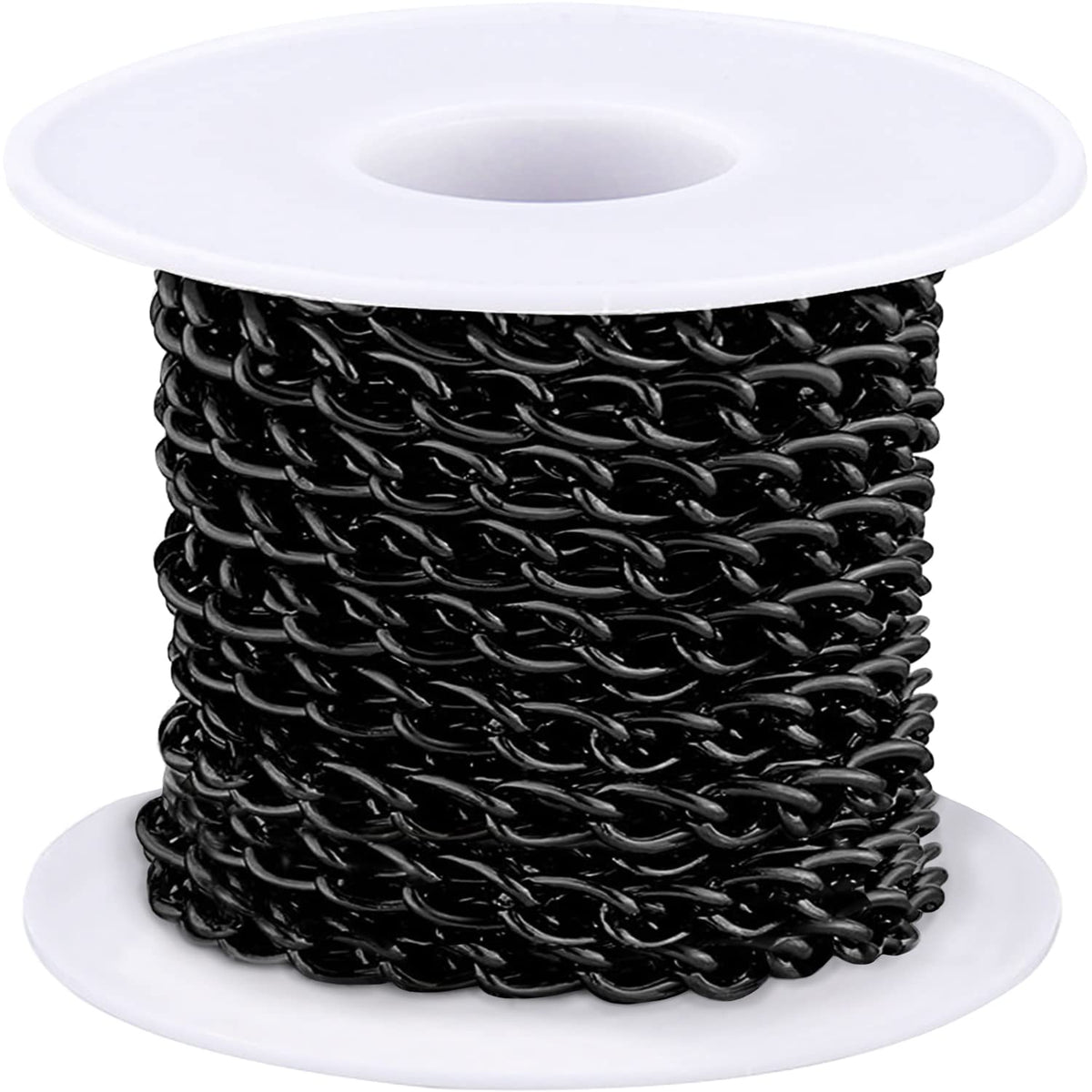Jishi Steel Ball Chain Bead Dog Tag Chain Beaded Necklace Chains for Jewelry Making Bracelet Military Crafts, Silver Metal Pull Chain Small Ball Bead Chain Roll w/20 Connectors (Black, 33ft 2.4mm)