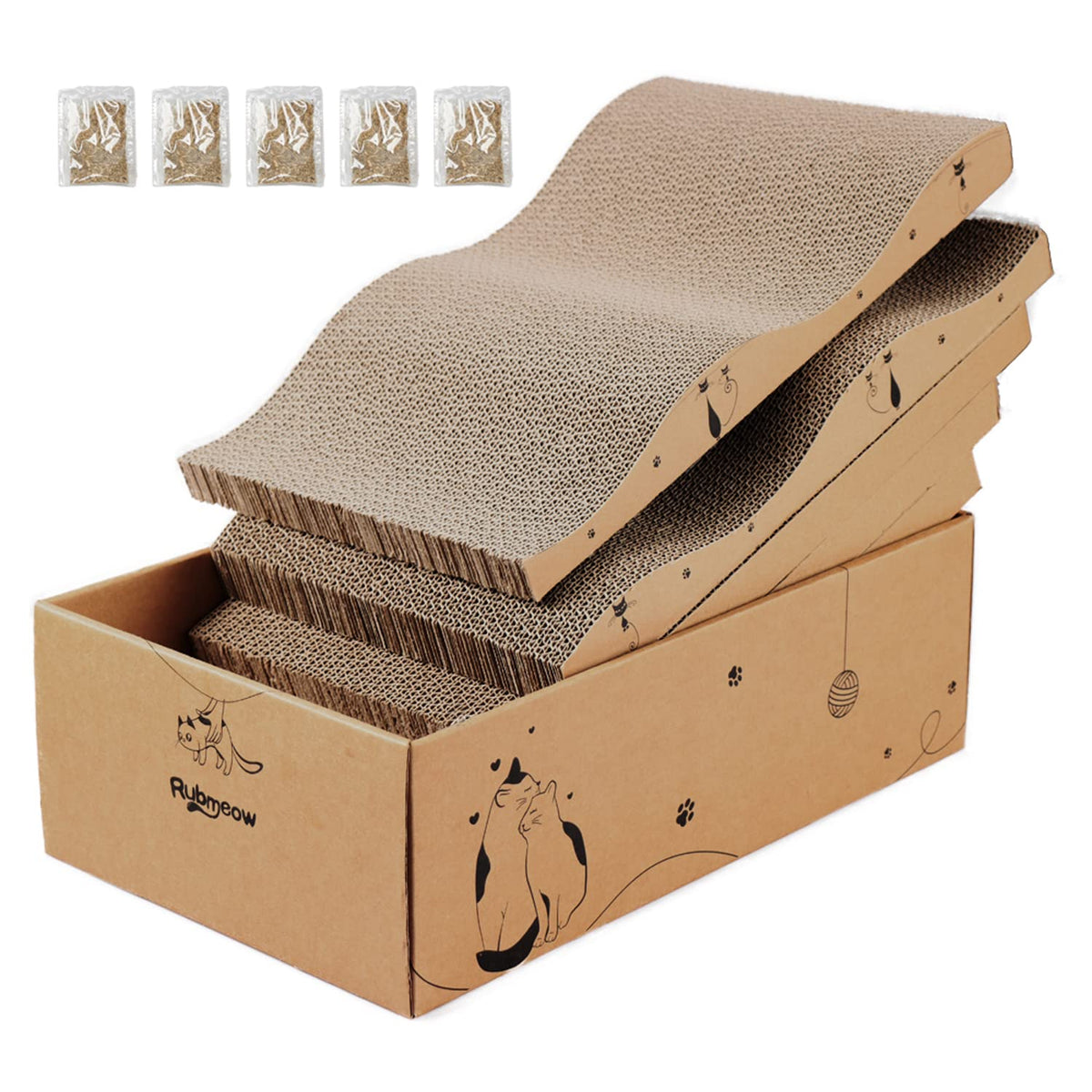 Cat Scratcher Cardboard Scratch Pad for Indoor Cats and Kitty 5pcs