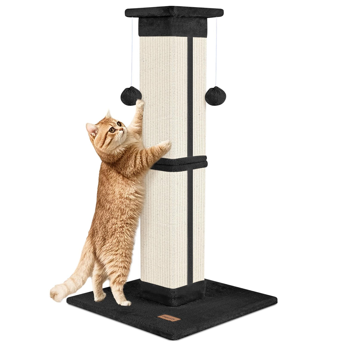 Cat Scratching Post 33 Inch for Indoor Cats, Tall Cat Scratcher with 100% Natural Sisal, Large Stable Base & 5 Inch Wide Post, Cat Scratch Post for Large Cats, Full-Body Stretching, Grey