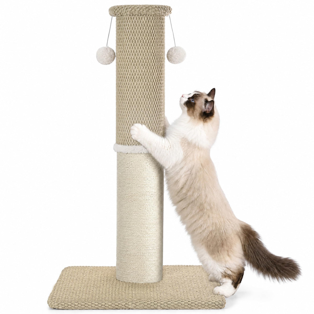 Made4Pets Tall Cat Scratching Post with Sisal & Carpet for Indoor Cats, 33"