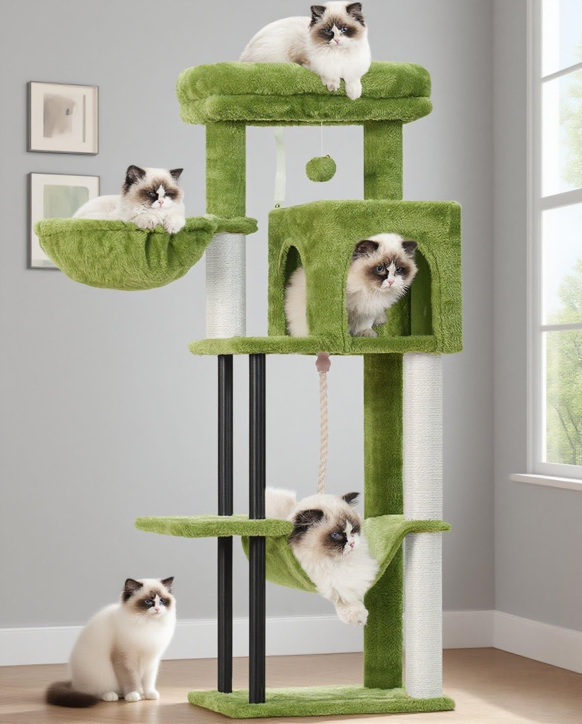 Gitelsnour Cat Tree, Cat Tower for Indoor Cats, 43.3 inch Cat Tree Tower with Sturdy Steel Tube, Hammock, Cat Condo for Small Cats and Kittens, Scratching Post, Smoky Gray GCT004SG