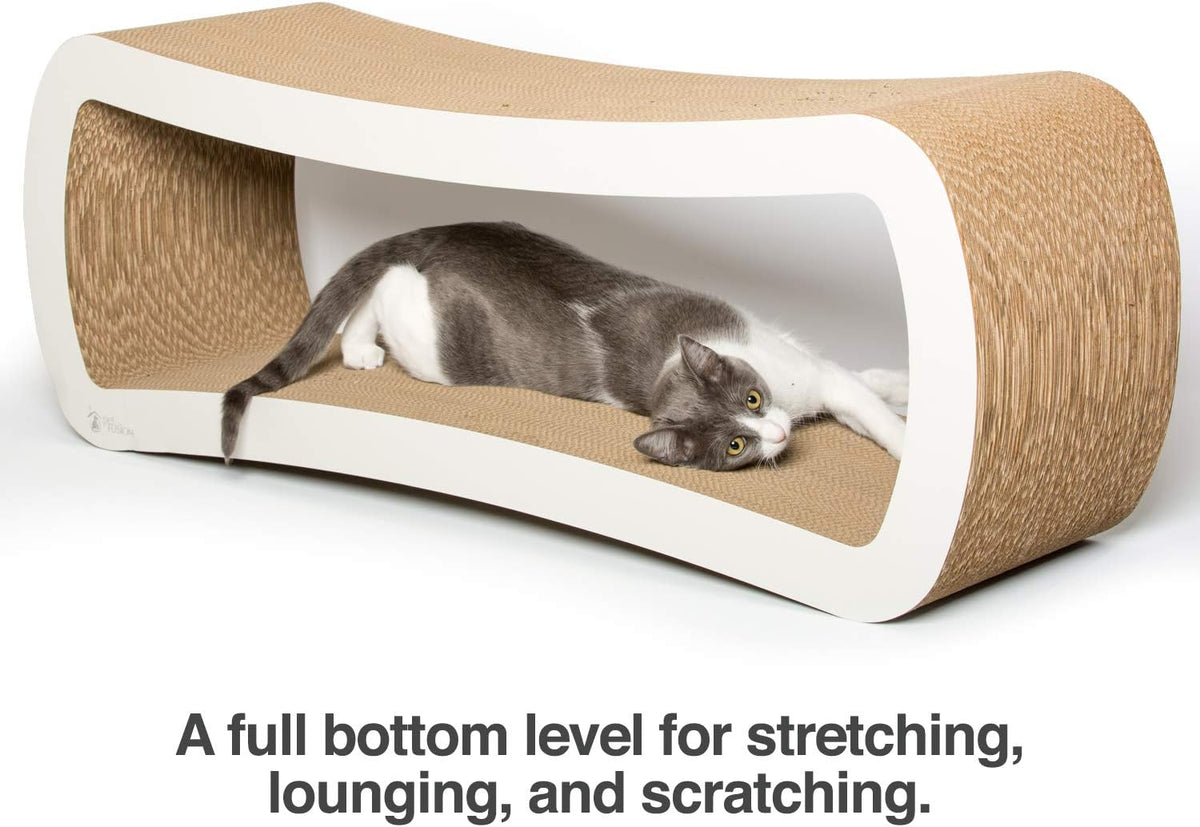 PetFusion Jumbo Cat Scratcher Lounge (99 x 28 x 36 cm, Cloud White). Superior Cardboard & Construction, significantly outlasts cheaper alternatives.