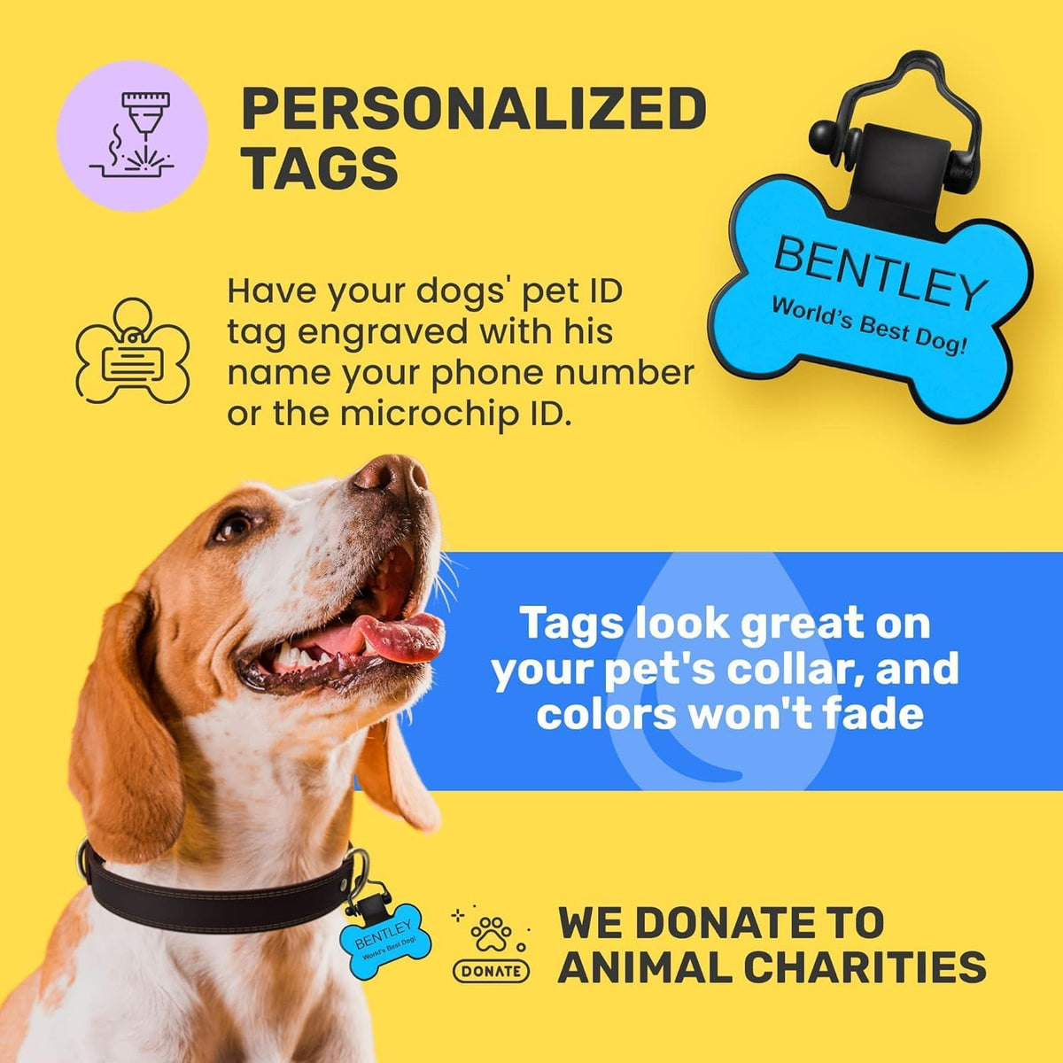 SiliDog - The Original Silicone Silent Dog Tag - Personalized Engraved Soundless Pet ID - As Seen On Shark Tank - Durable - Never Fades - Bone - Purple